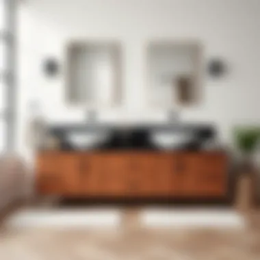 Trendy Materials in Double Vanities Trendy materials and finishes in a stylish double vanity
