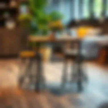 Compact dinette set showcasing wood and metal materials