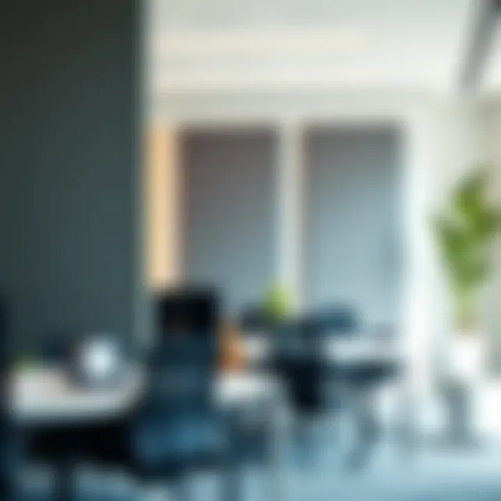 Installation of sound absorbing felt panels in an office space