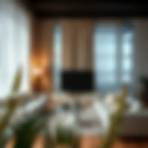 Elegant living room showcasing standard size curtains in a contemporary setting