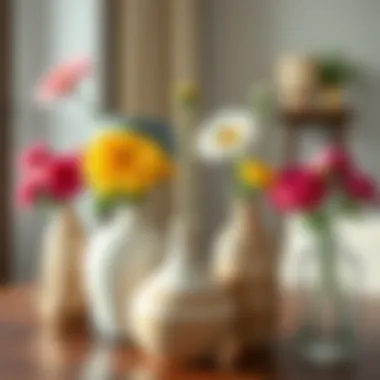 Artistic Vases with Fresh Flowers A collection of artistic vases displaying fresh flowers