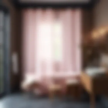 Elegant navy and blush shower curtain in a modern bathroom setting