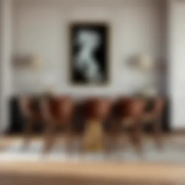 Brown counter height chairs arranged around a dining table