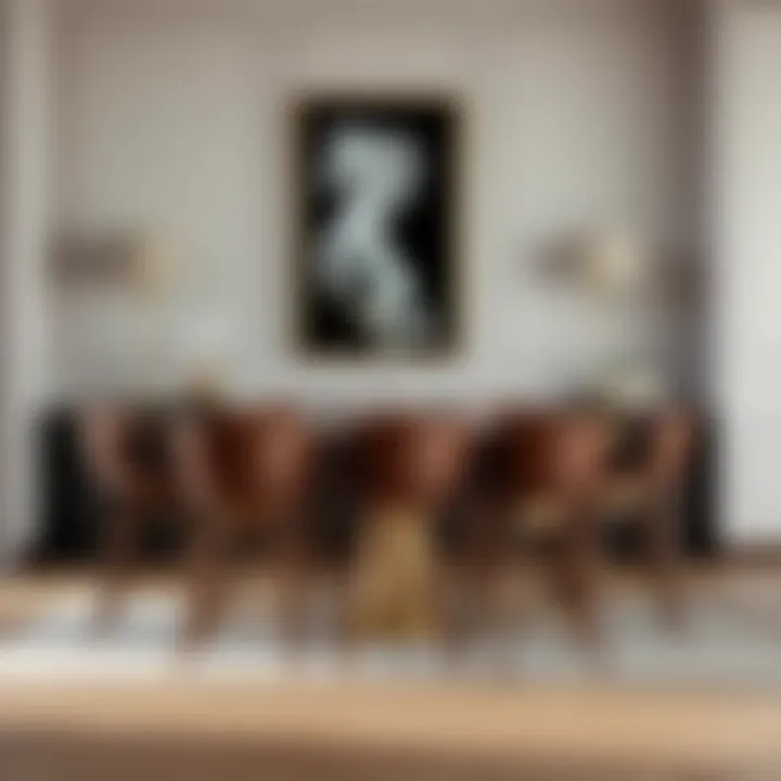 Brown counter height chairs arranged around a dining table