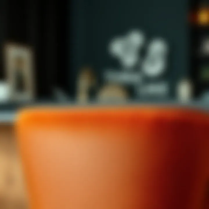 Close-up of brown counter height chair material texture