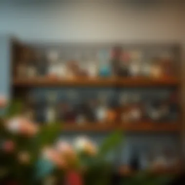 Stylish Open Shelving Display Stylish open shelving displaying various liquor bottles