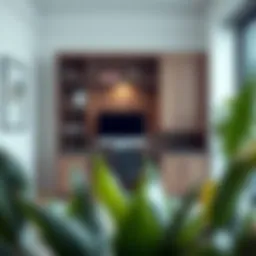 Sleek corner computer hutch with doors in a modern office setting