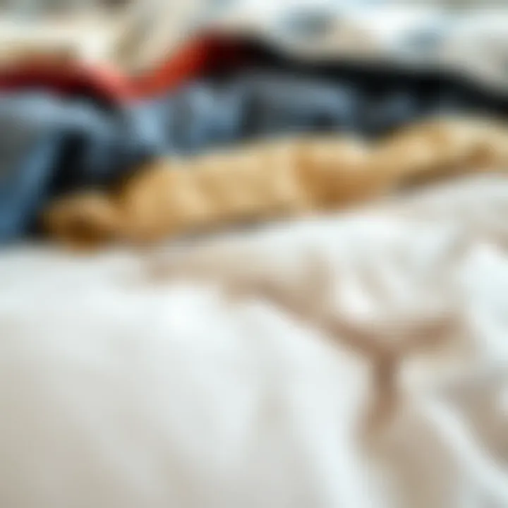 Close-up of various fabrics used in queen size thick comforters
