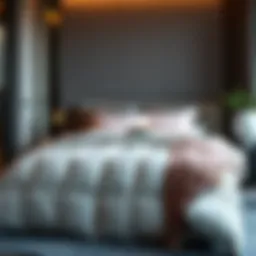Luxurious queen size thick comforter in a modern bedroom setting