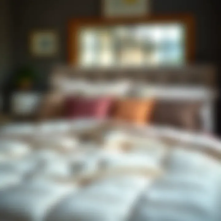 Different styles of queen size thick comforters displayed on a bed