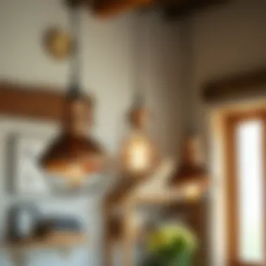 Vintage Copper Pendant Lights in Rustic Decor Vintage-style copper pendant lights adding charm to a rustic decor