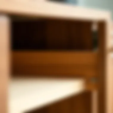 Materials Used in Cabinet Drawers A close-up of different materials used in cabinet drawer construction