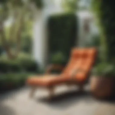 Inviting outdoor area with lounge chair and greenery