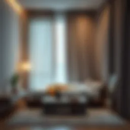 Luxurious loft bed curtain in a modern bedroom