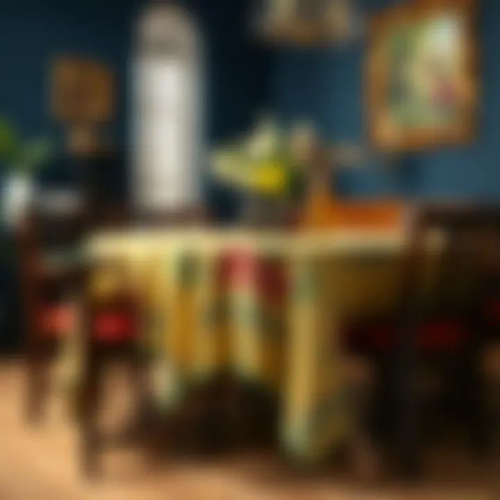 Colorful 42-inch table cloth enhancing a dining setting