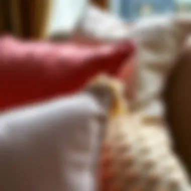 Luxurious Fabric Textures of Pillow Inserts Close-up of luxurious fabric textures used in pillow inserts