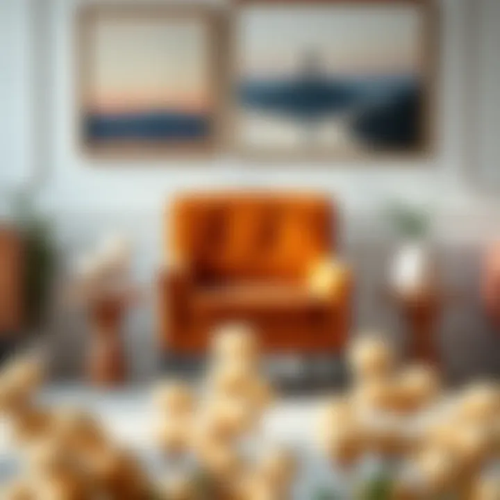 Tan Velvet Chair with Complementary Decor Tan velvet accent chair paired with complementary decor elements.