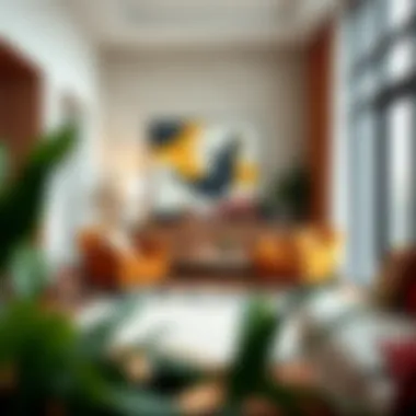 Modern Living Room with Tan Velvet Accent Chair Stylish tan velvet accent chair in a modern living room.