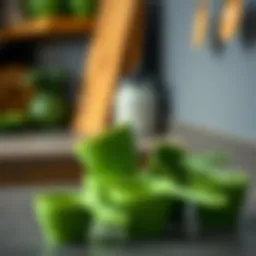 Elegant green measuring cups arranged artistically