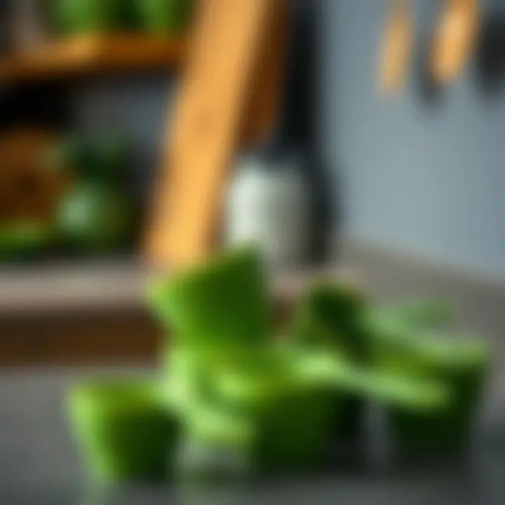Elegant green measuring cups arranged artistically