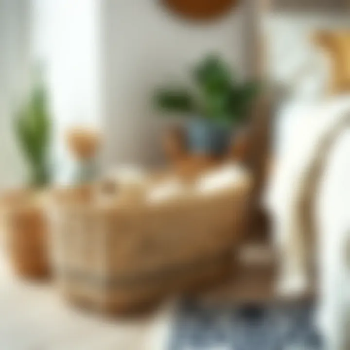 Natural woven long storage basket showcasing organization