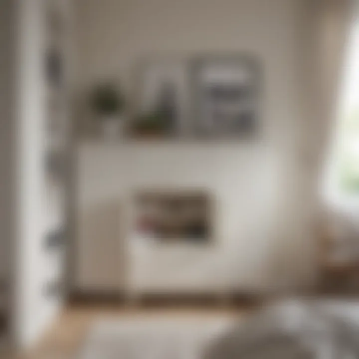 White wood storage cabinet in a cozy bedroom setting