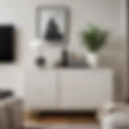 Elegant white wood storage cabinet in a modern living room