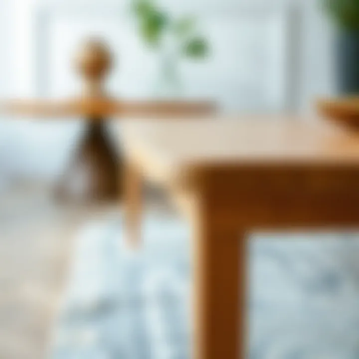 Close-up of materials used in a fold-up coffee table, showcasing craftsmanship and durability