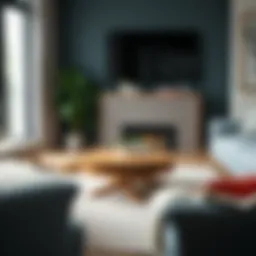 Elegant fold-up coffee table with a modern design in a cozy living room setting