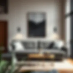 Stylish futon couch set in modern living room