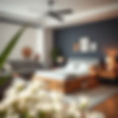 Modern queen captain bed surrounded by contemporary furnishings