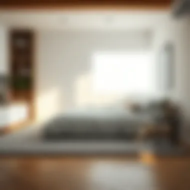 Textured Rug in a Minimalist Bedroom Textured rug adding warmth to a minimalist bedroom