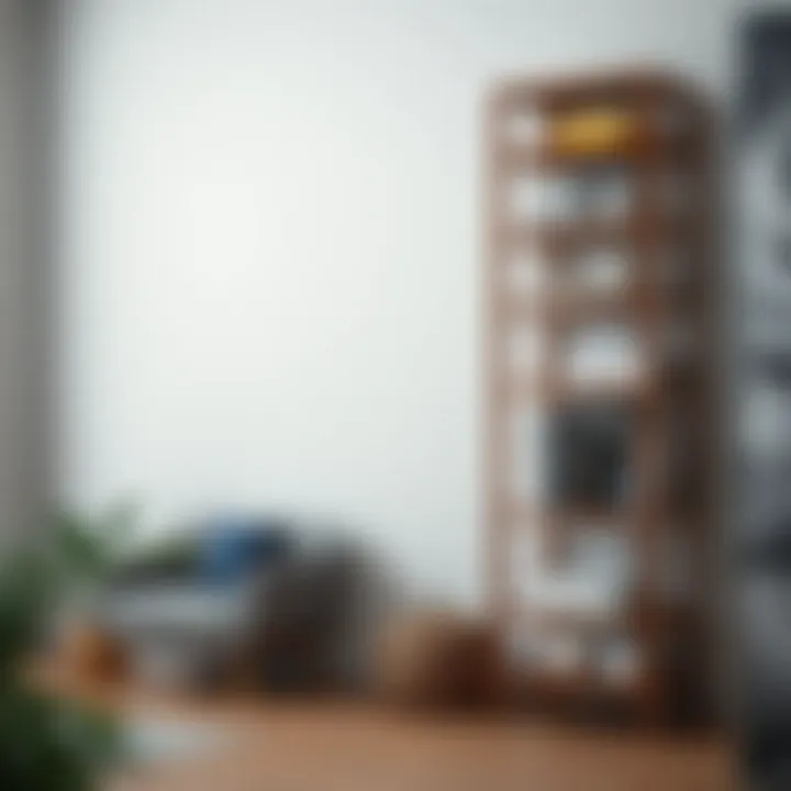 Stylish tall bookcase showcasing decorative items