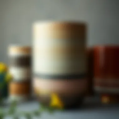 Materials and Textures of Five Cylinder Vases Various materials and textures of five cylinder vases