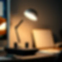Elegant contemporary desk lamp illuminating a workspace