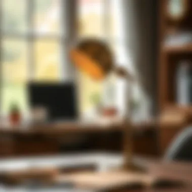 Stylish vintage desk lamp adding charm to an office