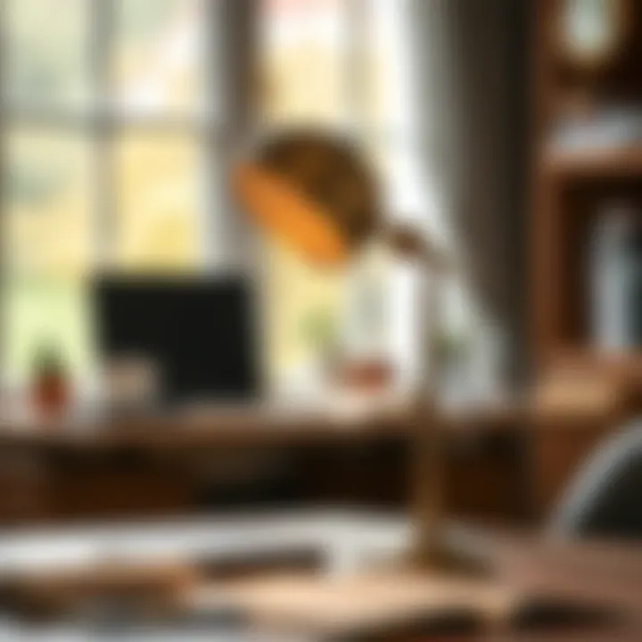 Stylish vintage desk lamp adding charm to an office