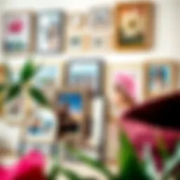 An elegant arrangement of multi postcard frames showcasing vibrant artwork