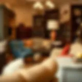 A curated selection of vintage furniture pieces in a thrift store