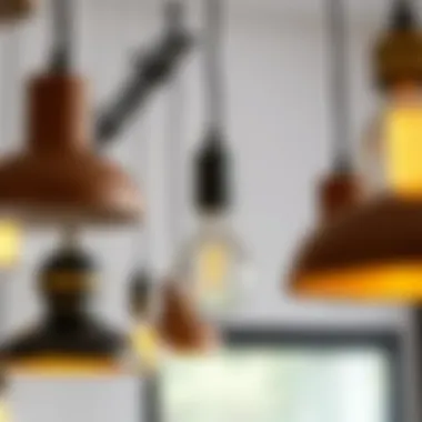 Close-up of stylish pendant lighting fixtures highlighting craftsmanship