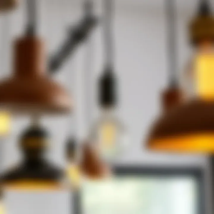 Close-up of stylish pendant lighting fixtures highlighting craftsmanship