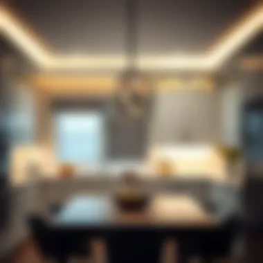 Elegant track pendant lighting in a modern kitchen setting