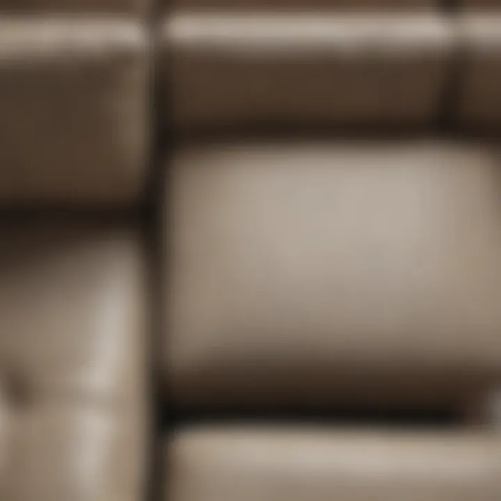 Close-up of U-shaped sectional furniture materials and textures