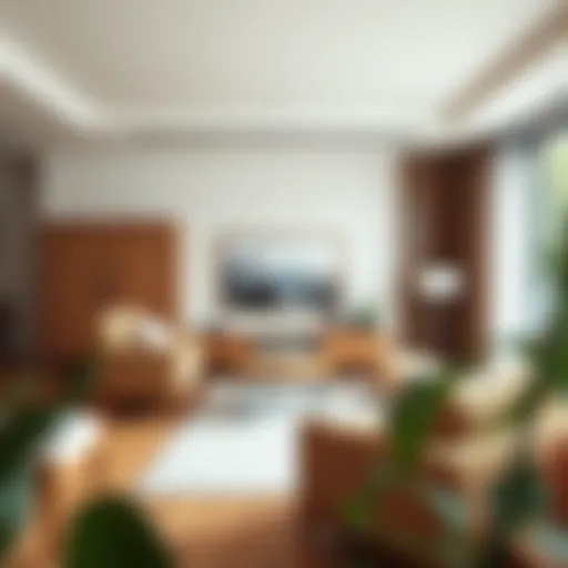 Elegant oak veneer furniture in a modern living room