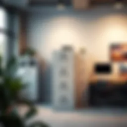 Stylish stackable filing cabinets in a modern office setting