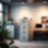 Modern Office with Stackable Filing Cabinets Stylish stackable filing cabinets in a modern office setting