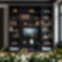 Elegant black bookcase with adjustable shelves showcasing books and decorative items