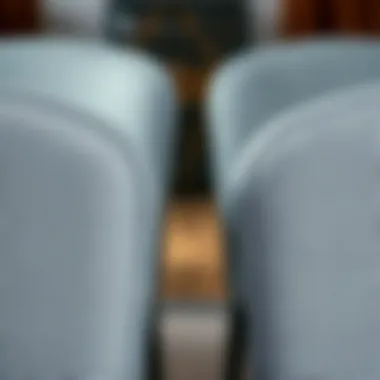 Unique Fabric Texture of Gray Dining Chairs Close-up of gray dining chairs showcasing unique fabric texture