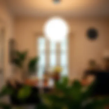 Cozy Dining Ambiance Stylish white round light fixture in a cozy dining area