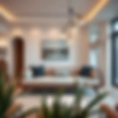 Stylish Wooden Queen Daybed in Modern Living Room Modern living room featuring a stylish wooden queen daybed